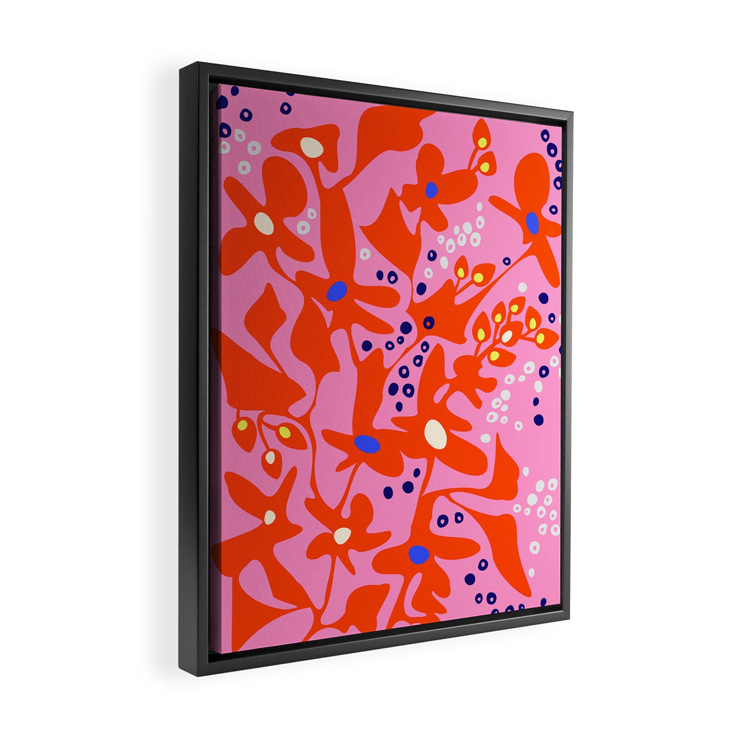 Pink home jungle: Organic shapes and flowers Framed Canvas Print Gallery Image 2