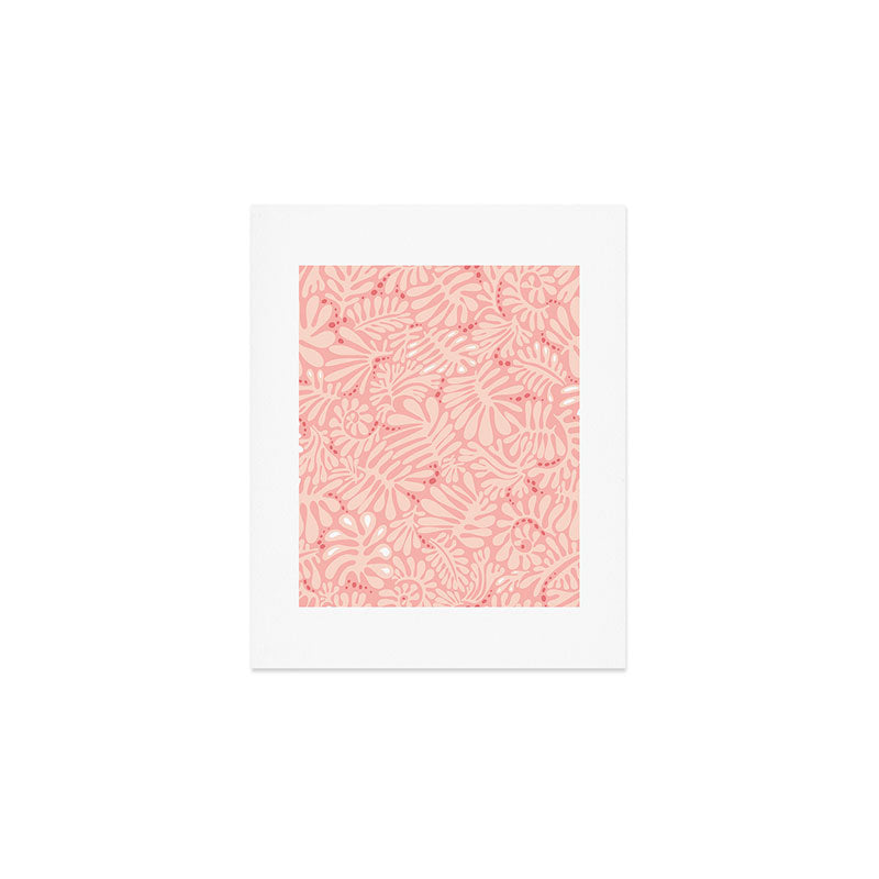 Pink Liquid modern Abstract Leaves Pattern in Matisse style Art Print Gallery Image 1