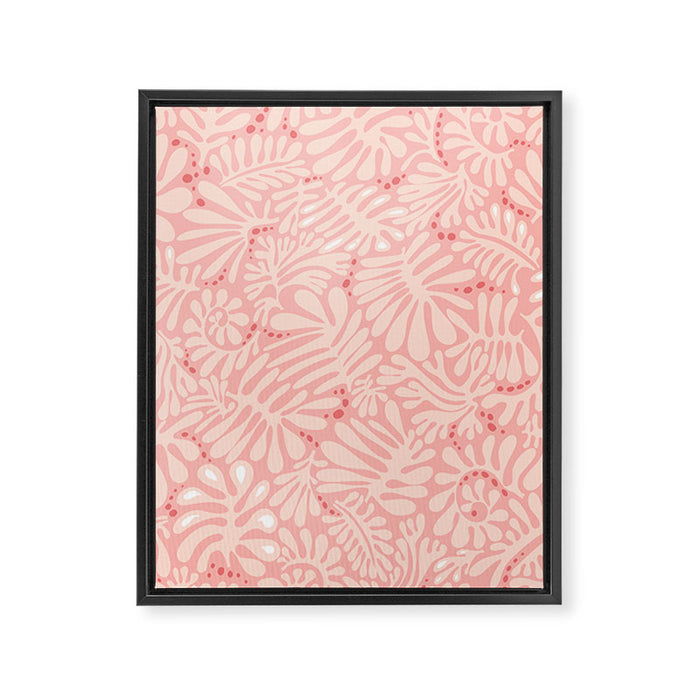 Pink Liquid modern Abstract Leaves Pattern in Matisse style Framed Canvas Print Gallery Image 1
