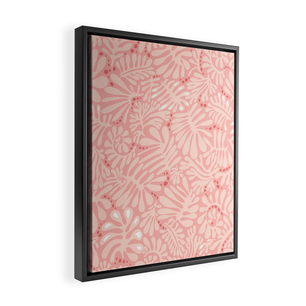 Pink Liquid modern Abstract Leaves Pattern in Matisse style Framed Canvas Print Gallery Image 2