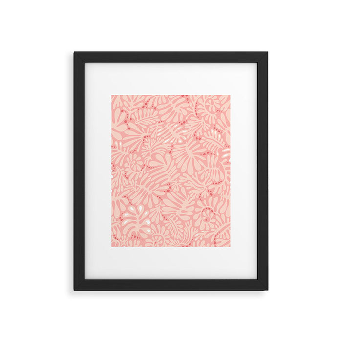 Pink Liquid modern Abstract Leaves Pattern in Matisse style Framed Art Print Gallery Image 1