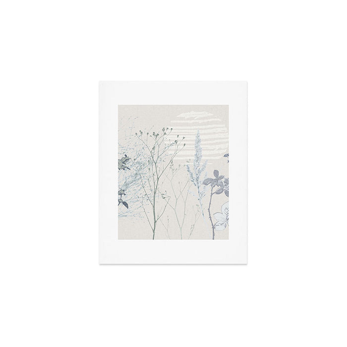 Plant based calming atmosphere soft blue Art Print Gallery Image 1