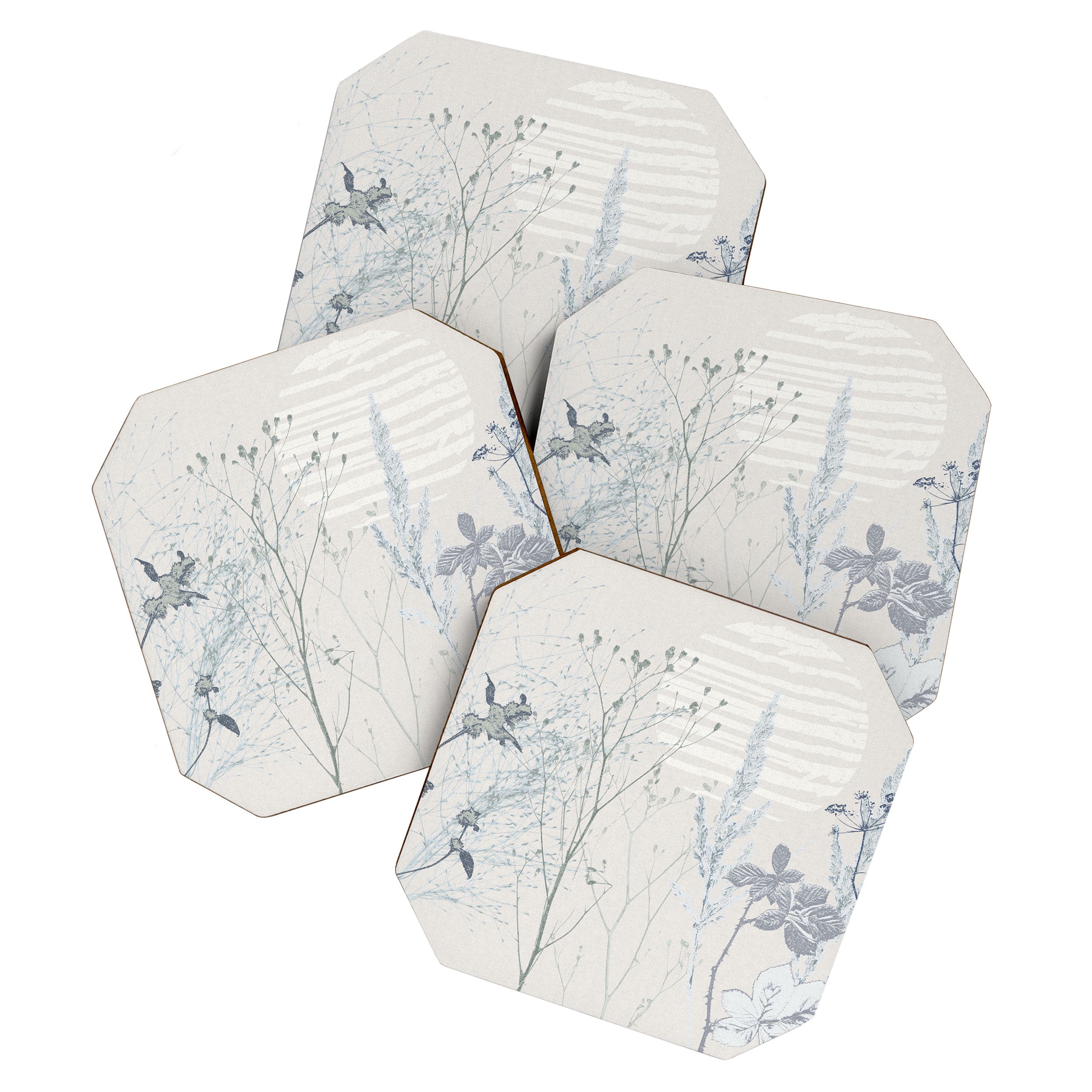 Plant based calming atmosphere soft blue Coaster Gallery Image 1