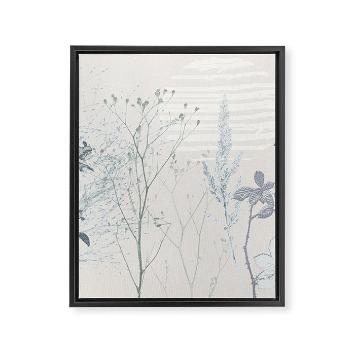 Plant based calming atmosphere soft blue Framed Canvas Print Gallery Image 1