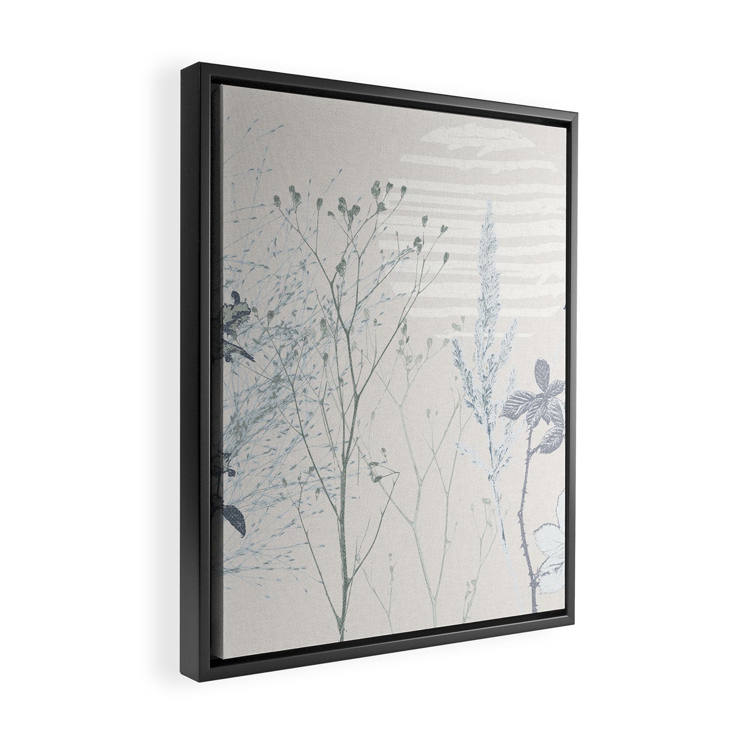 Plant based calming atmosphere soft blue Framed Canvas Print Gallery Image 2