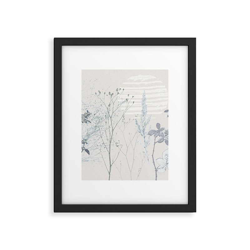 Plant based calming atmosphere soft blue Framed Art Print Gallery Image 5