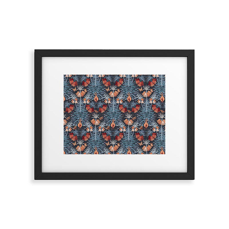Poisonous flowers blue Damask Framed Art Print Gallery Image 4