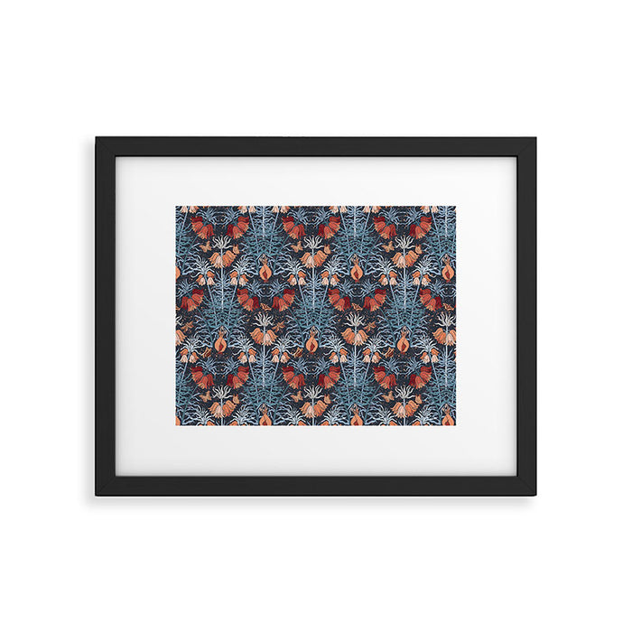 Poisonous flowers blue Damask Framed Art Print Gallery Image 1