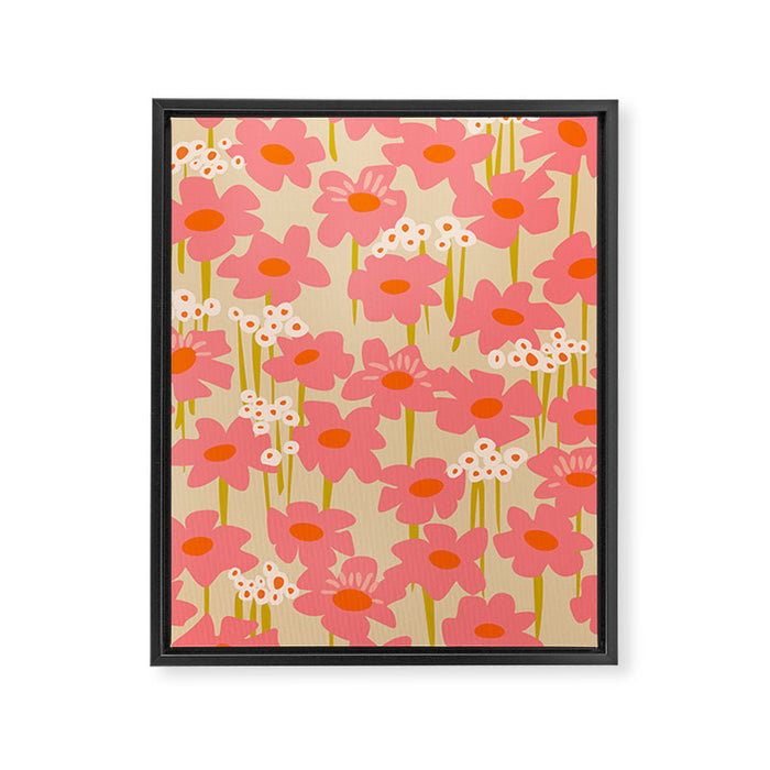 Relax in your summer meadow - floral shapes pattern Framed Canvas Print Gallery Image 1