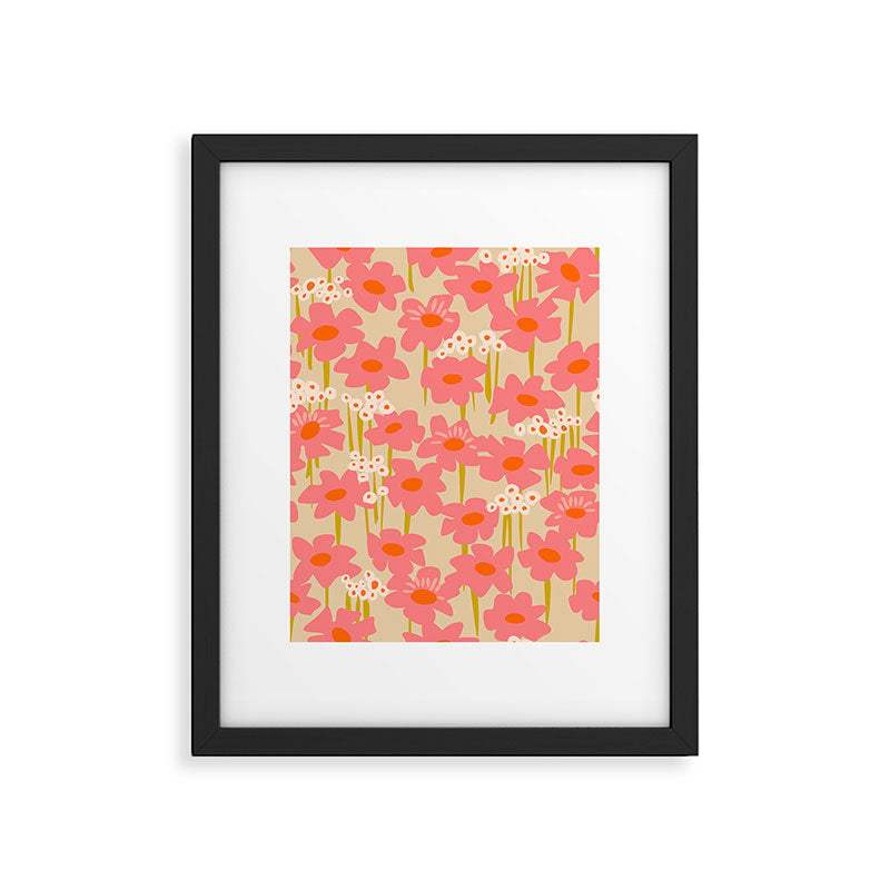 Relax in your summer meadow - floral shapes pattern Framed Art Print Gallery Image 5