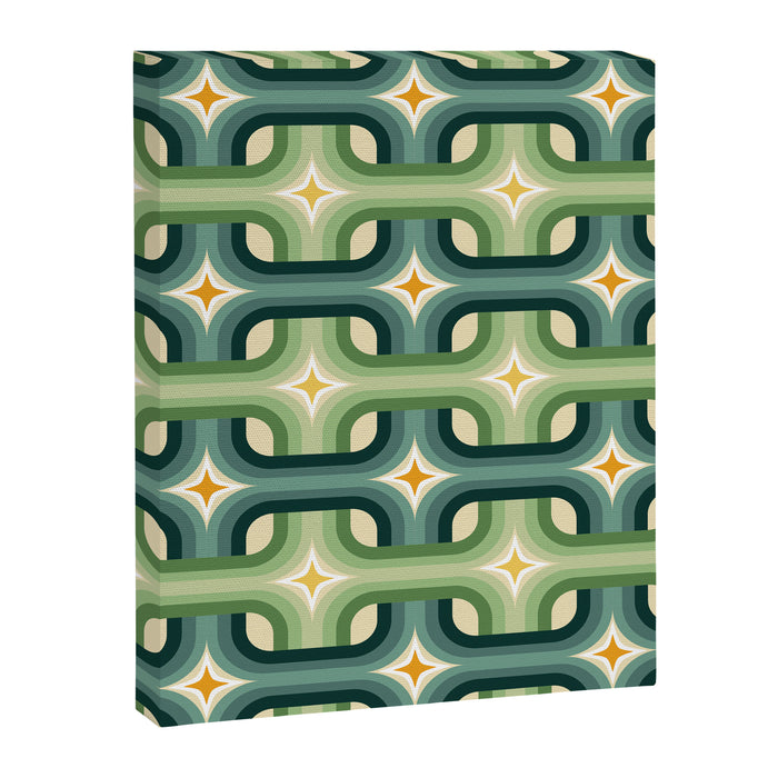 Retro chain pattern teal Canvas Print Gallery Image 1