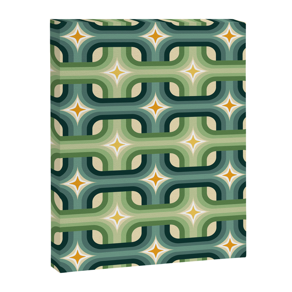 Retro chain pattern teal Canvas Print Gallery Image 6