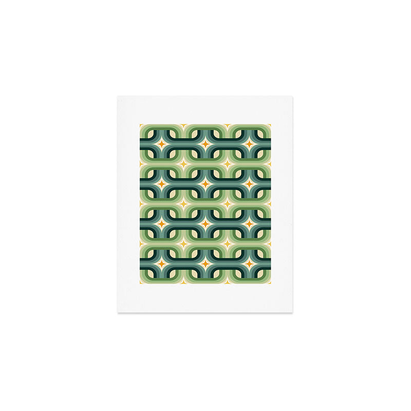 Retro chain pattern teal Art Print Gallery Image 1