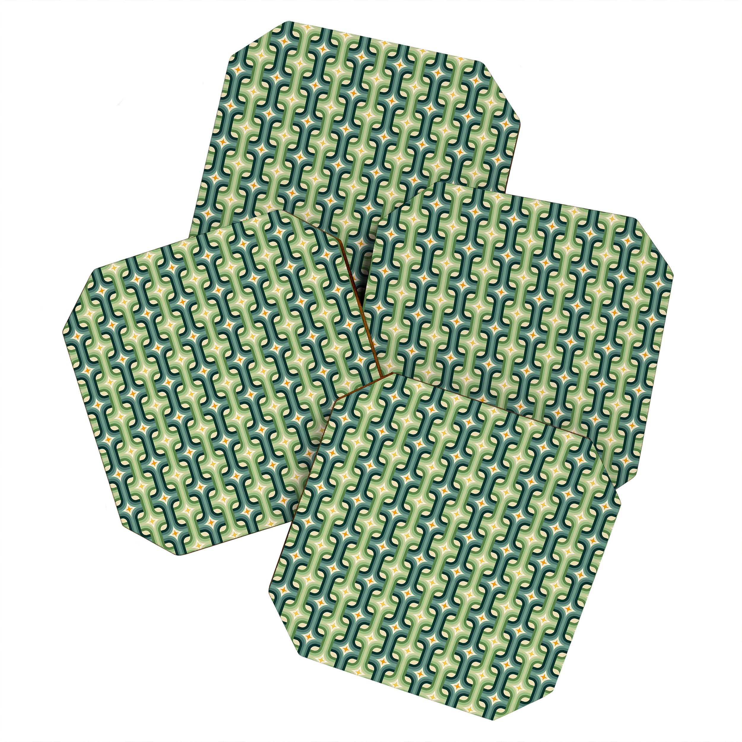 Retro chain pattern teal Coaster Gallery Image 1