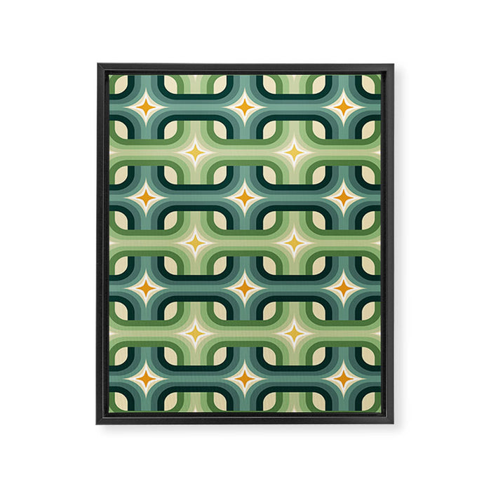 Retro chain pattern teal Framed Canvas Print Gallery Image 1