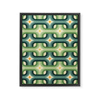 Retro chain pattern teal Framed Canvas Print Gallery Image 6