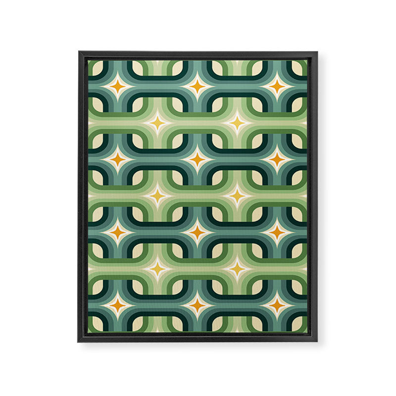 Retro chain pattern teal Framed Canvas Print Gallery Image 6