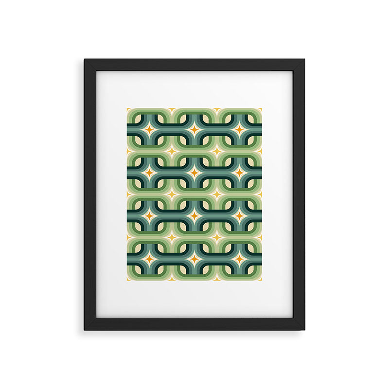 Retro chain pattern teal Framed Art Print Gallery Image 5