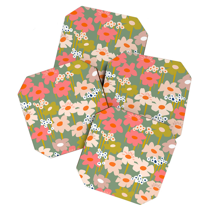 Retro flower pattern 3 Coaster Gallery Image 1