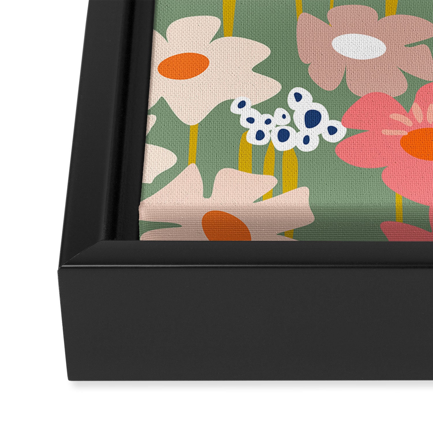 Retro flower pattern 3 Framed Canvas Print Gallery Image 3