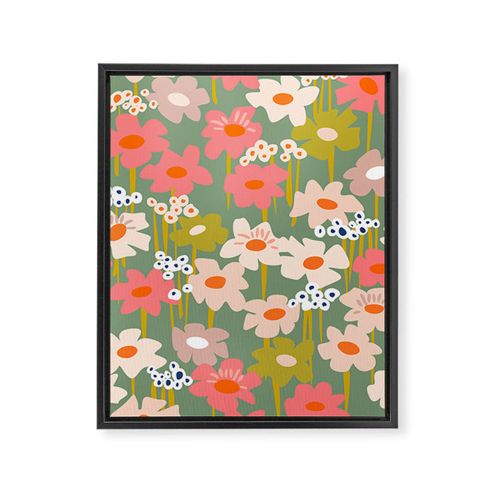 Retro flower pattern 3 Framed Canvas Print Gallery Image 1