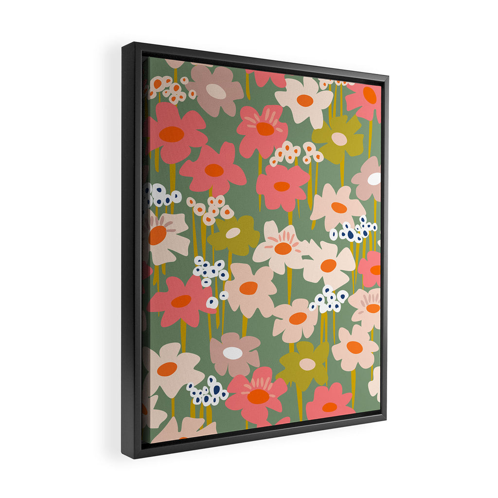 Retro flower pattern 3 Framed Canvas Print Gallery Image 2