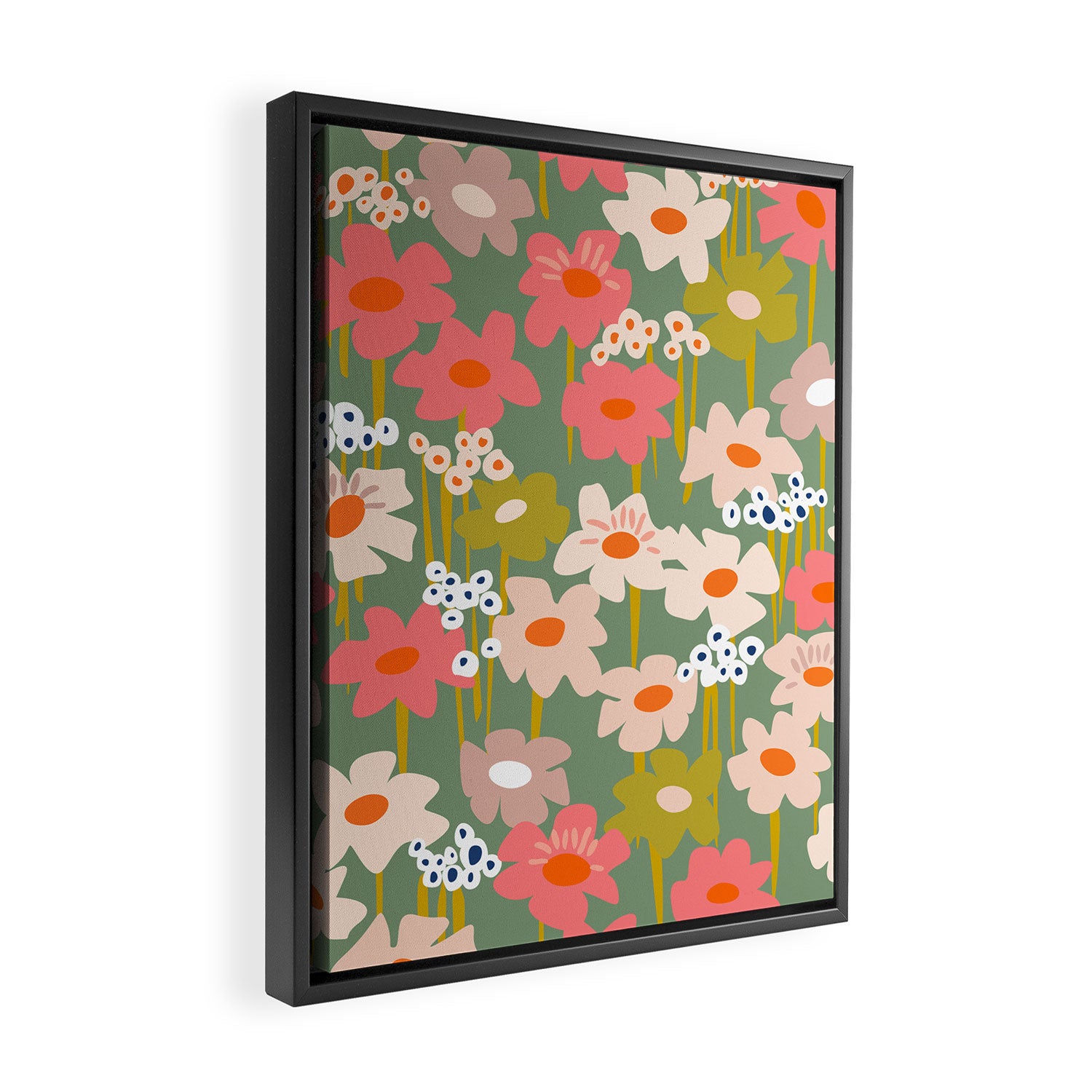Retro flower pattern 3 Framed Canvas Print Gallery Image 2