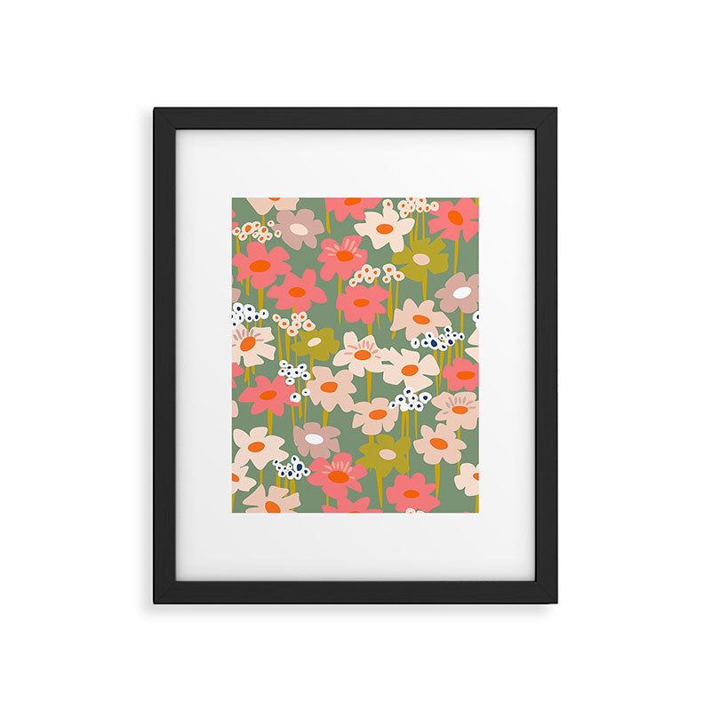 Retro flower pattern 3 Framed Art Print Gallery Image 5