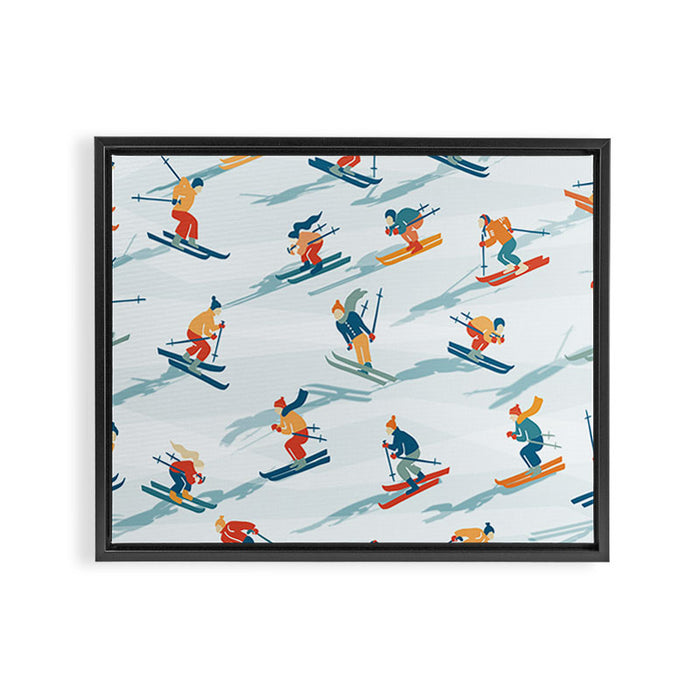 Retro Sportive Ski alpine light Framed Canvas Print Gallery Image 1