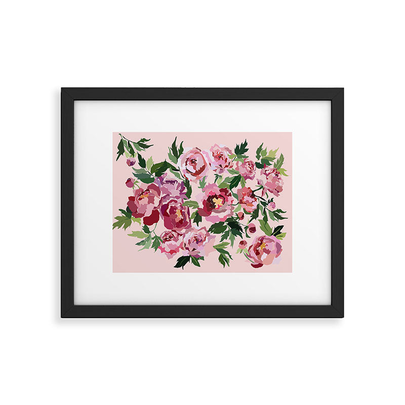Romantic peony pastel pink background Framed Art Print Gallery Image 4
