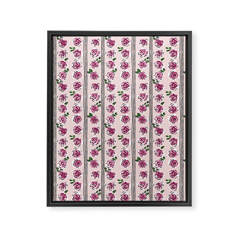 romantic rose pattern - sweet midcentury flowers Framed Canvas Print Gallery Image 6