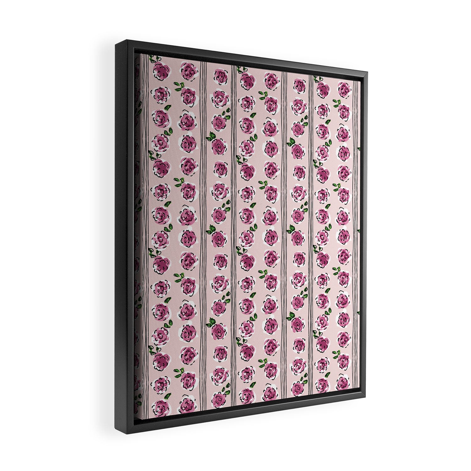 romantic rose pattern - sweet midcentury flowers Framed Canvas Print Gallery Image 2