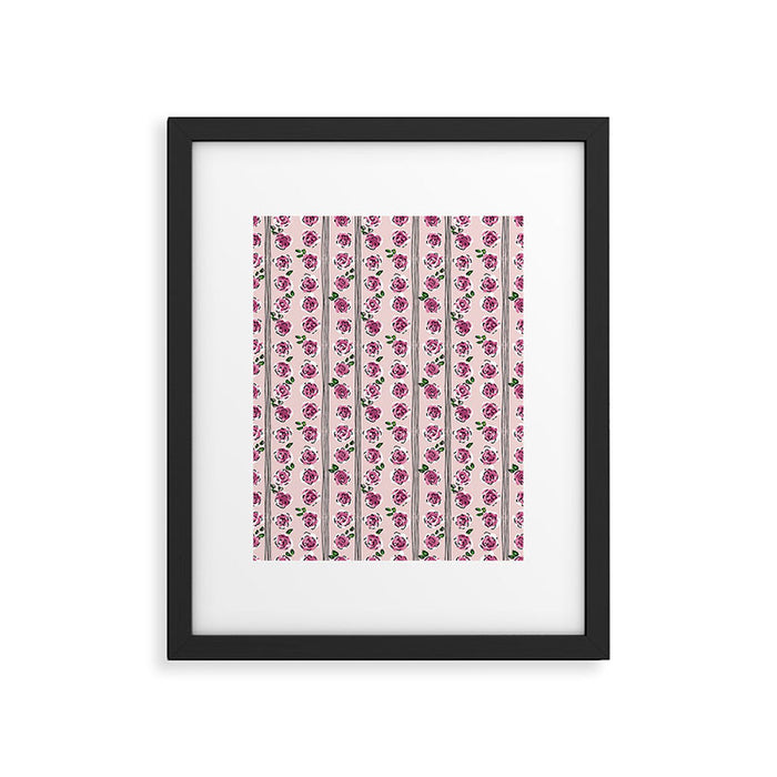 romantic rose pattern - sweet midcentury flowers Framed Art Print Gallery Image 1