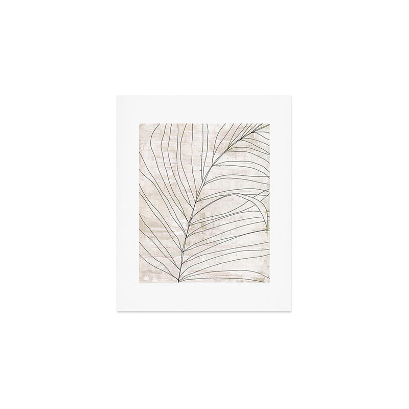 Rough botanical pencil drawing of a palm leaf Art Print Gallery Image 1