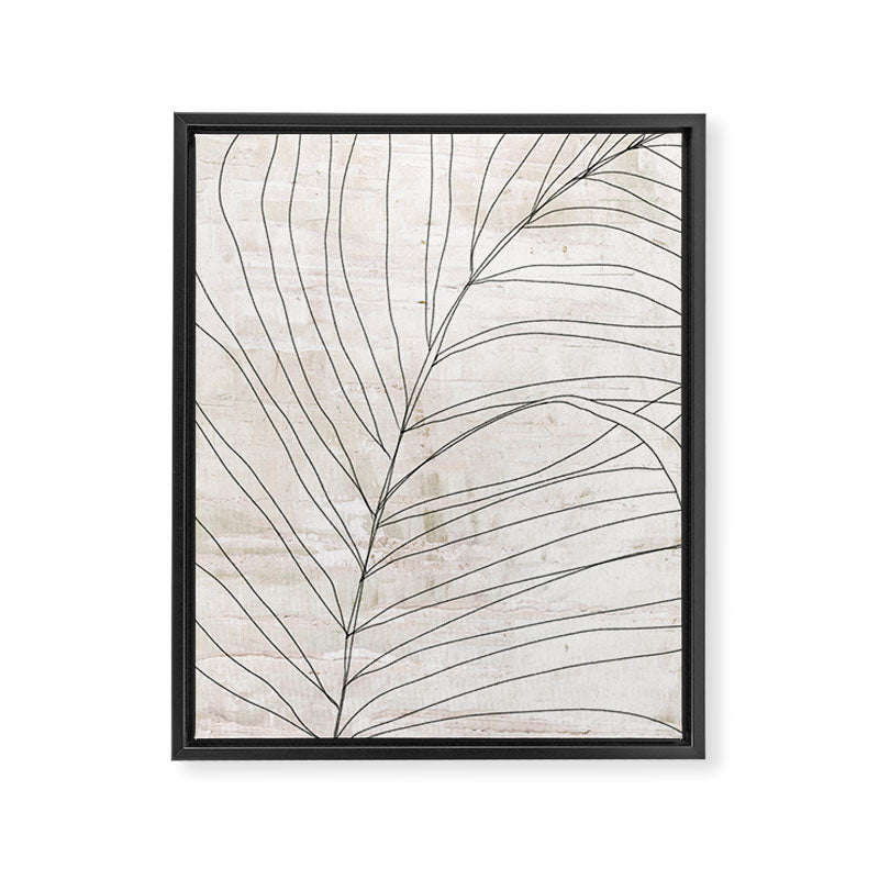 Rough botanical pencil drawing of a palm leaf Framed Canvas Print Gallery Image 6