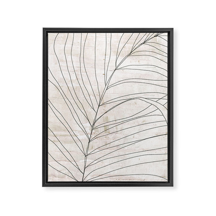 Rough botanical pencil drawing of a palm leaf Framed Canvas Print Gallery Image 1