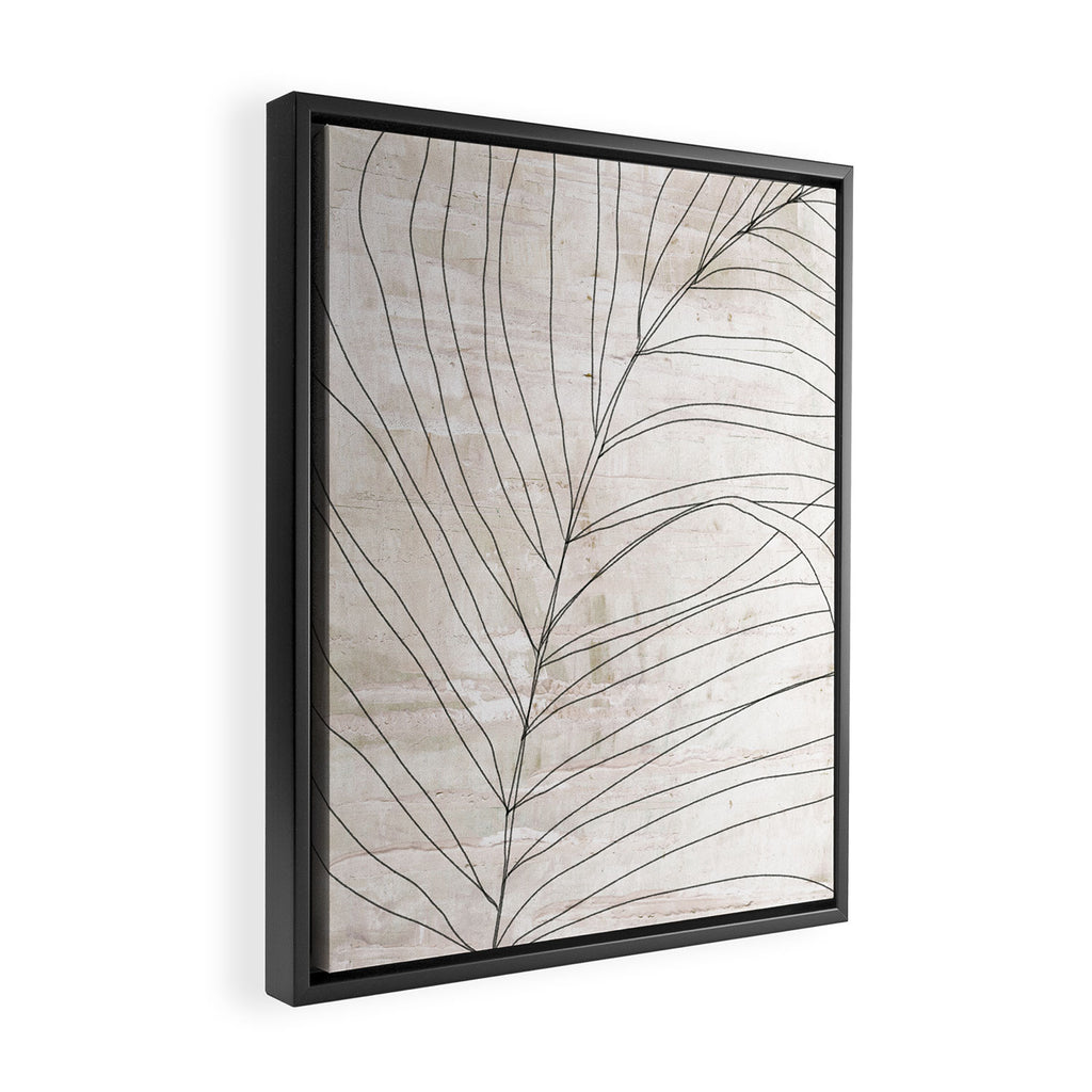 Rough botanical pencil drawing of a palm leaf Framed Canvas Print Gallery Image 2
