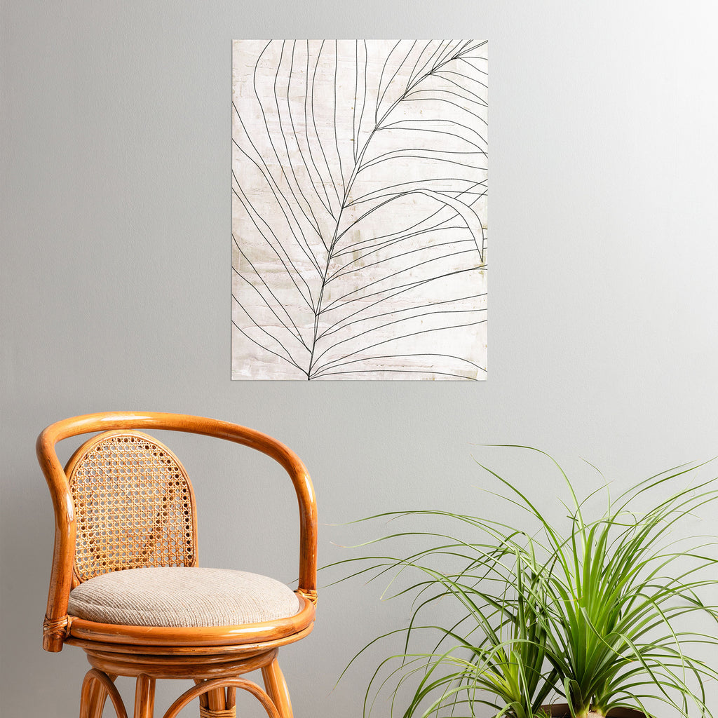 Rough botanical pencil drawing of a palm leaf Poster Gallery Image 3