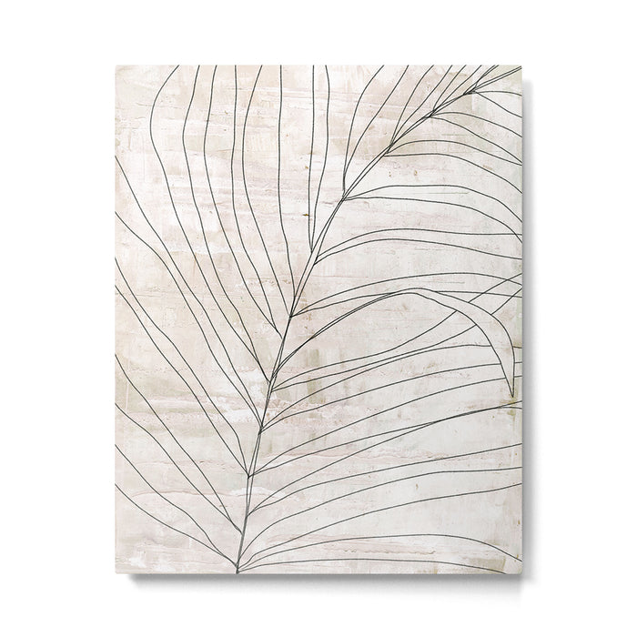Rough botanical pencil drawing of a palm leaf Metal Print Gallery Image 1