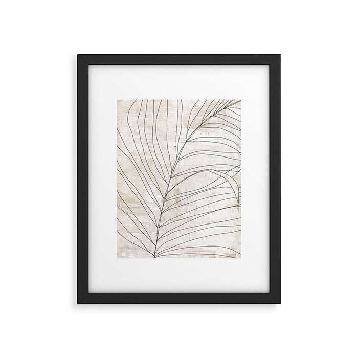 Rough botanical pencil drawing of a palm leaf Framed Art Print Gallery Image 1