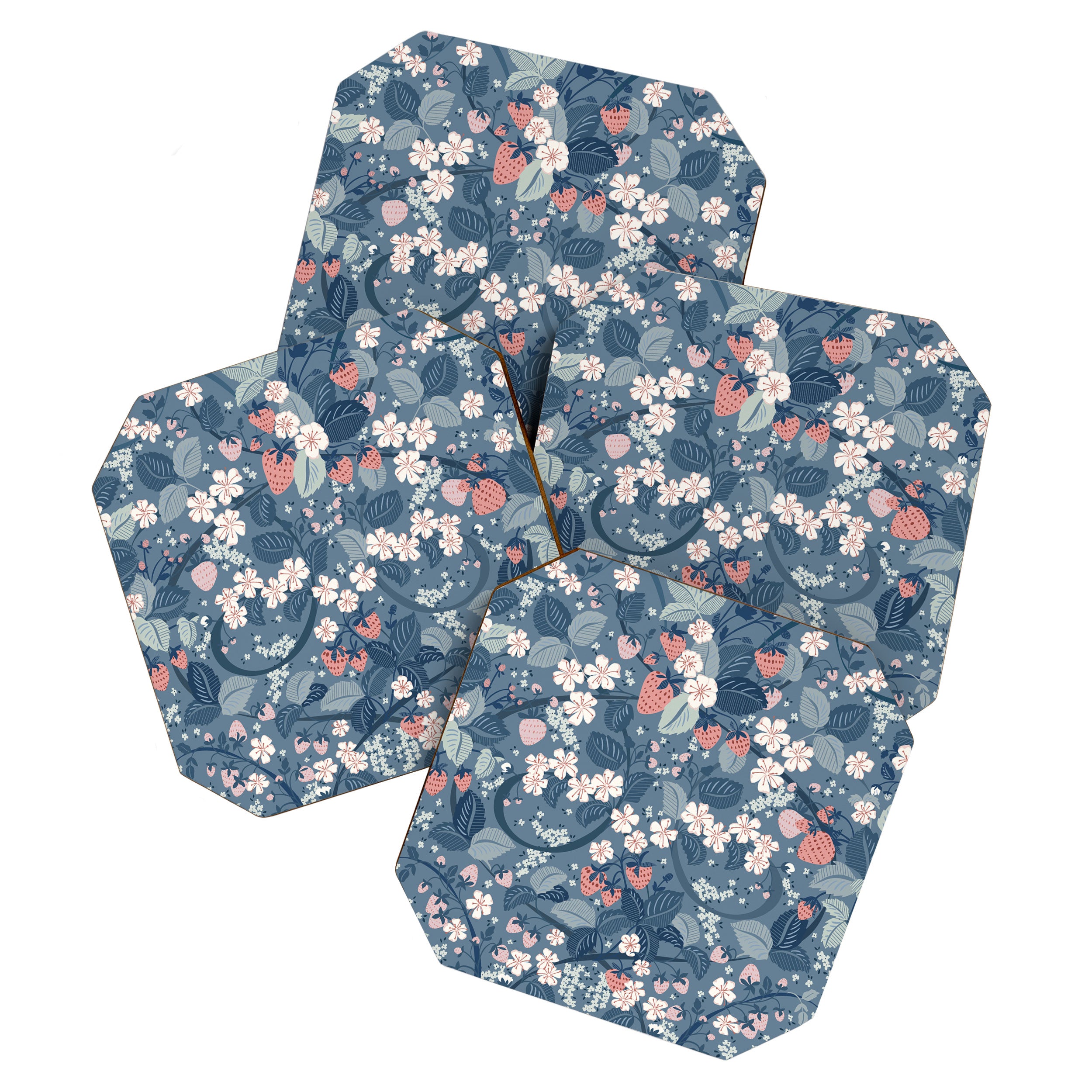Royal Strawberry Chintz blue Coaster Gallery Image 1
