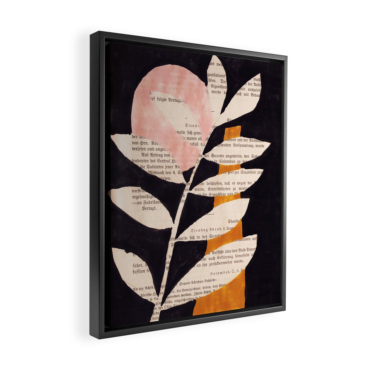 Still life and Illustration: modern branch in mid century style Framed Canvas Print Gallery Image 2