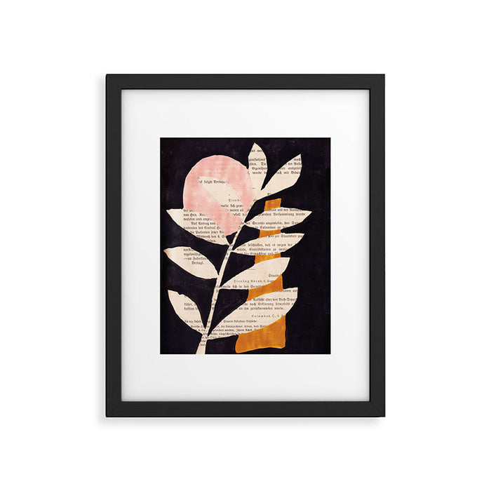 Still life and Illustration: modern branch in mid century style Framed Art Print Gallery Image 1