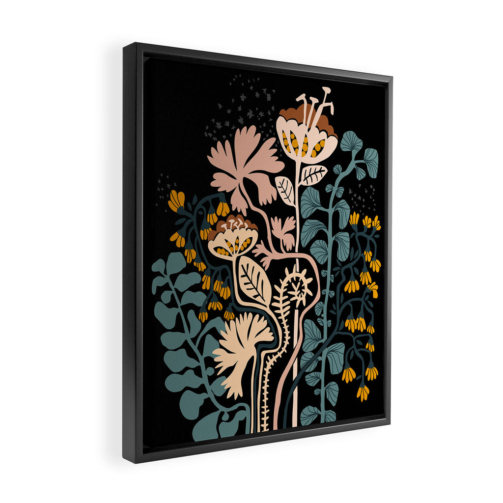 Stockholm garden night black and blue Framed Canvas Print Gallery Image 2