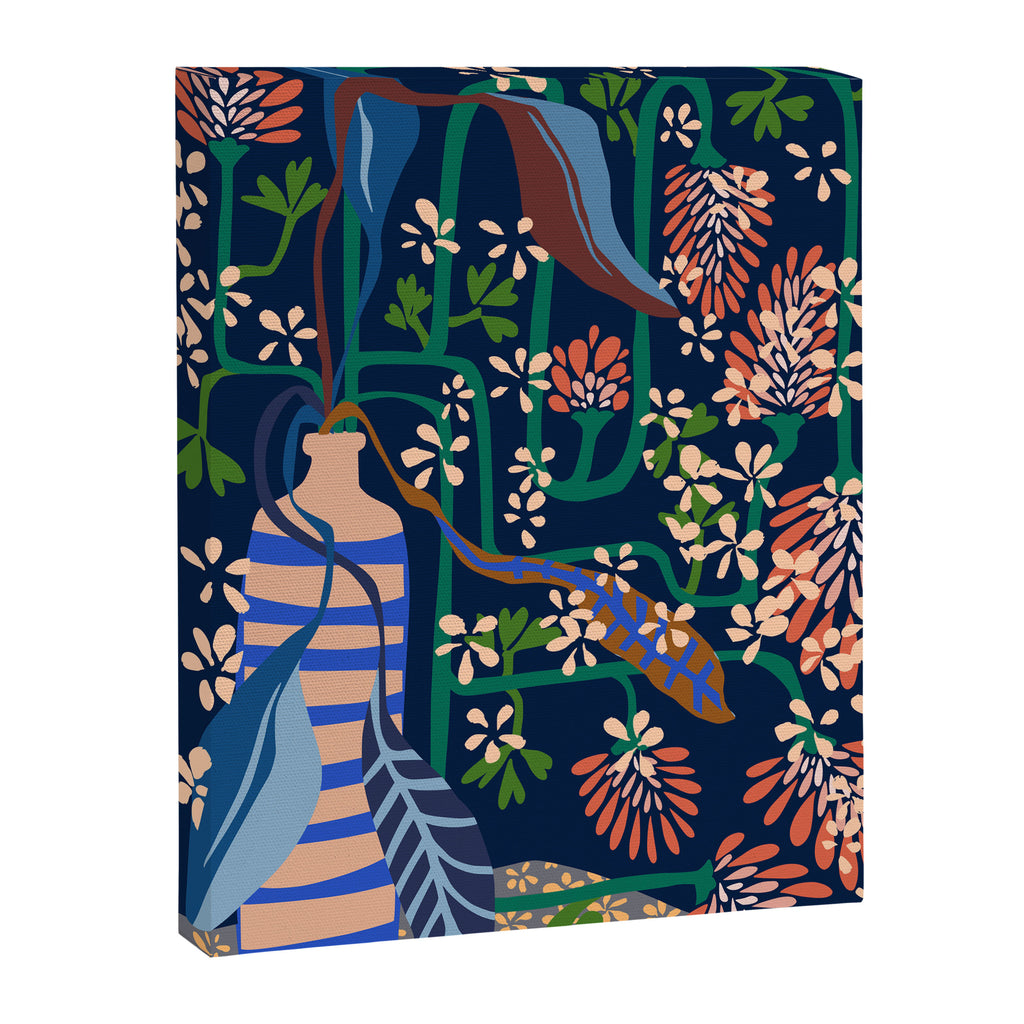 Strainge Clover blossoms in a vase dark blue Canvas Print Gallery Image 6