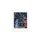 Strainge Clover blossoms in a vase dark blue Art Print Gallery Image 1
