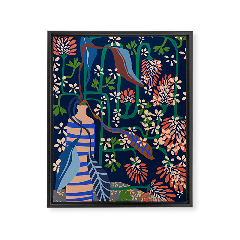 Strainge Clover blossoms in a vase dark blue Framed Canvas Print Gallery Image 6