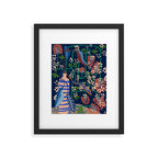 Strainge Clover blossoms in a vase dark blue Framed Art Print Gallery Image 5