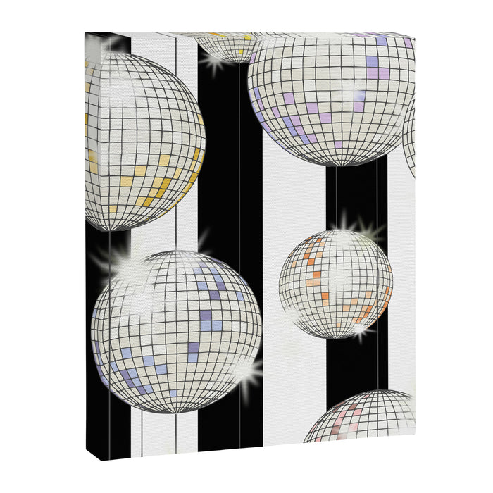 Striped Party Disco Ball black and white Canvas Print Gallery Image 1