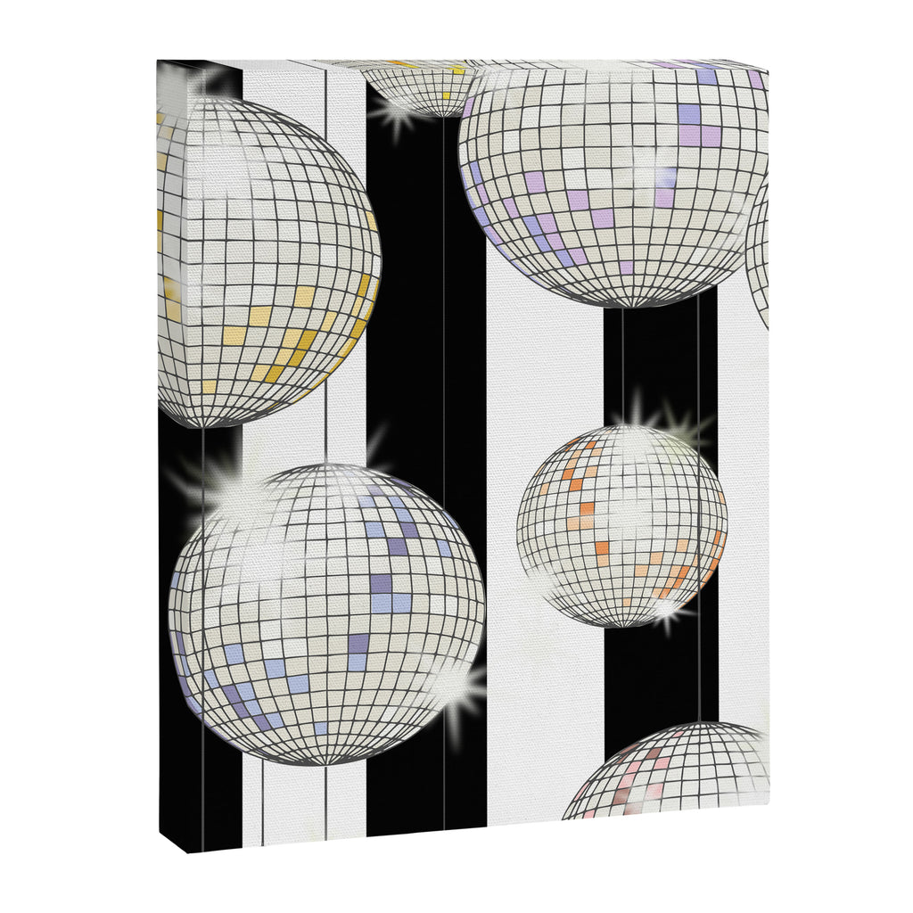 Striped Party Disco Ball black and white Canvas Print Gallery Image 6